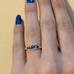 Free People Gold Ring with Blue Enamel Accent